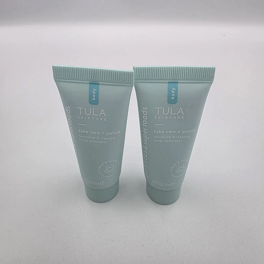 2 Tula Skincare Take Care + Polish Revitalize‎ & Cleanse Body Exfoliator 0.5 oz.